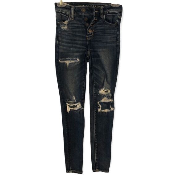 American Eagle Next Level Stretch Distressed Jeans Size 0 Short - Picture 1 of 5